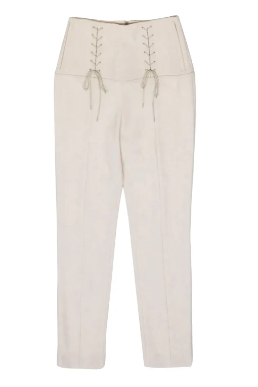 Tibi - Beige Skinny Pants w/Lace Up Pants Sz 2
