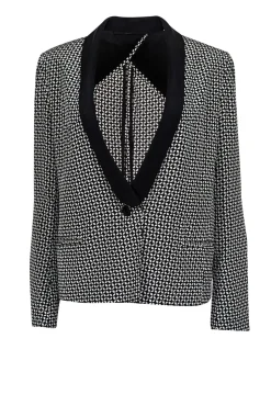 Tibi - Black & White Geometric Print Short Blazer Sz S