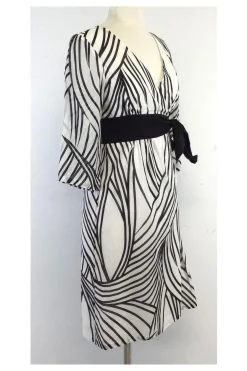 Tibi - Black & White Striped Wrap Dress Sz 6