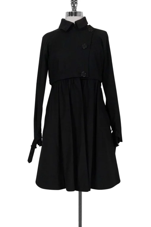 Tibi - Black Cotton Trench Coat Sz 4