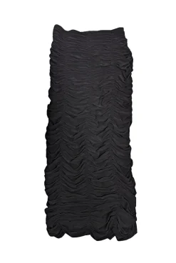 Tibi - Black Ruched Jersey Midi Skirt Sz 2