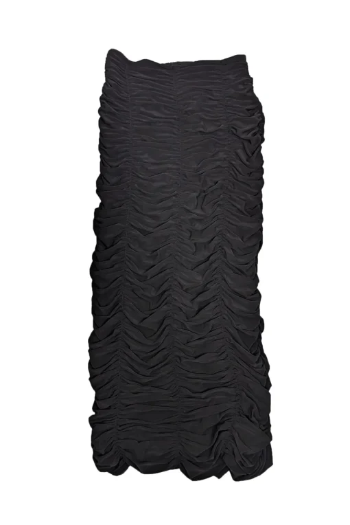 Tibi - Black Ruched Jersey Midi Skirt Sz 2