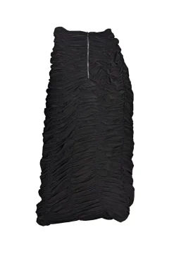 Tibi - Black Ruched Jersey Midi Skirt Sz 2