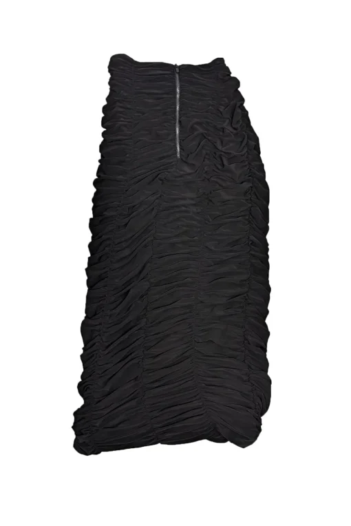 Tibi - Black Ruched Jersey Midi Skirt Sz 2