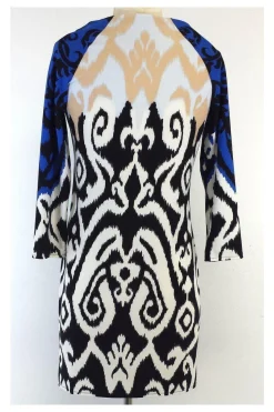 Tibi - Blue, Black, Tan & White Swirl Print Dress Sz S