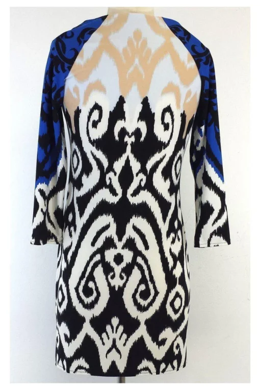 Tibi - Blue, Black, Tan & White Swirl Print Dress Sz S
