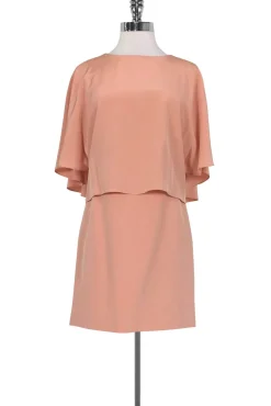 Tibi - Blush Open-Back Cape Overlay Dress Sz 0