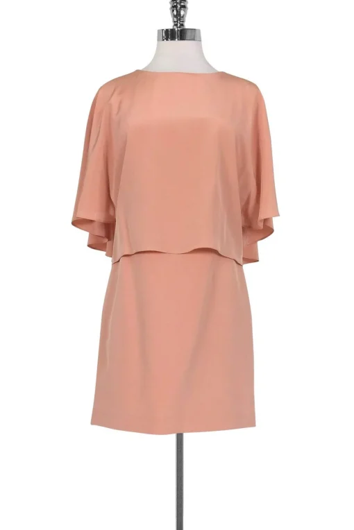 Tibi - Blush Open-Back Cape Overlay Dress Sz 0