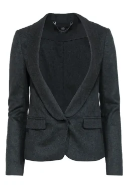 Tibi - Charcoal Snapped Wool Blend Blazer Sz 2