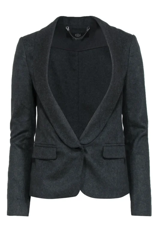 Tibi - Charcoal Snapped Wool Blend Blazer Sz 2