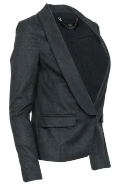 Tibi - Charcoal Snapped Wool Blend Blazer Sz 2