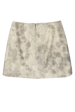 Tibi - Cream & Gray Printed Wool Miniskirt w/ Latch Accents Sz 6