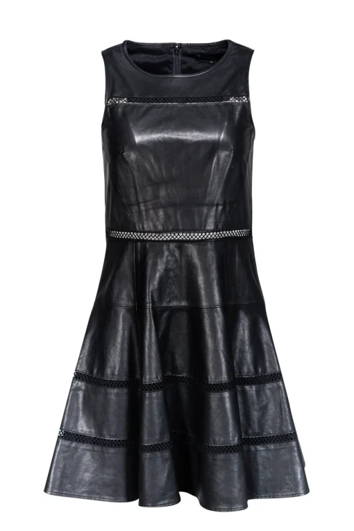 Tibi - Leather Cocktail Dress w/ Cutout Details Sz 4