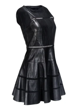 Tibi - Leather Cocktail Dress w/ Cutout Details Sz 4