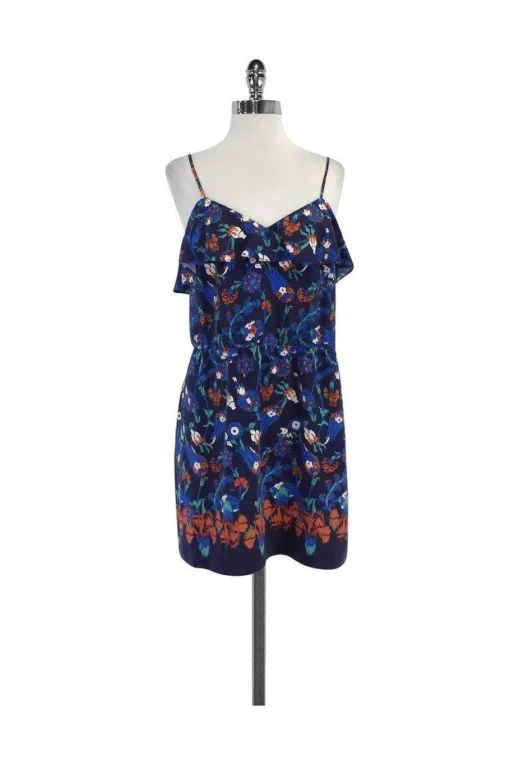 Tibi - Multicolor Floral Silk Spaghetti Strap Dress Sz 8