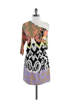 Tibi - Multicolor Print One Shoulder Dress Sz S