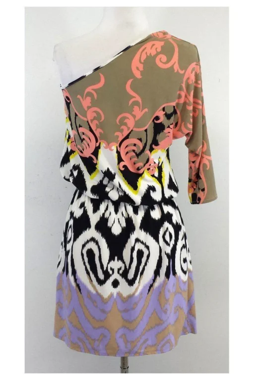 Tibi - Multicolor Print One Shoulder Dress Sz S