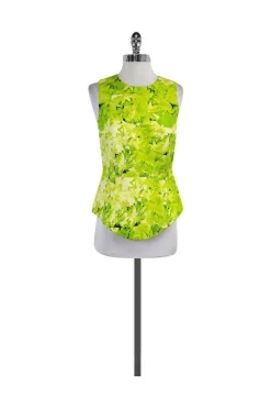 Tibi - Neon Green Floral Sleeveless Top Sz 4