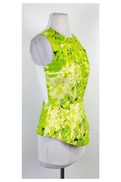 Tibi - Neon Green Floral Sleeveless Top Sz 4