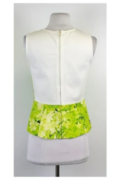 Tibi - Neon Green Floral Sleeveless Top Sz 4