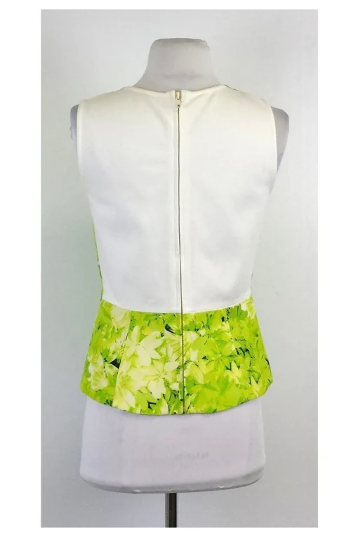 Tibi - Neon Green Floral Sleeveless Top Sz 4