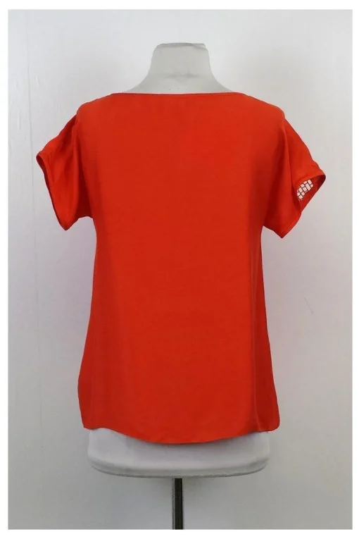 Tibi - Orange Short Sleeve Cut Out Neckline Blouse Sz 0