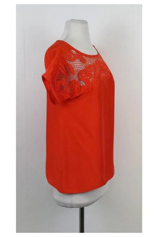 Tibi - Orange Short Sleeve Cut Out Neckline Blouse Sz 0