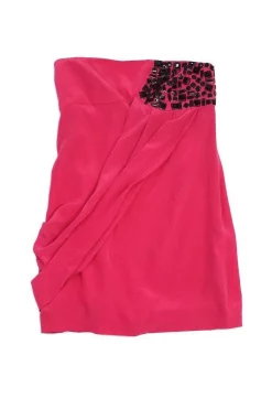 Tibi - Pink Silk Beaded Strapless Dress Sz 4