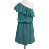 Tibi - Turquoise Ruffle One Shoulder Dress Sz 4