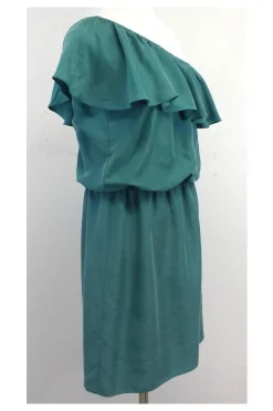 Tibi - Turquoise Ruffle One Shoulder Dress Sz 4