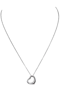 Tiffany & Co. - Sterling Silver Elsa Peretti Engraved Open Heart Chain Necklace