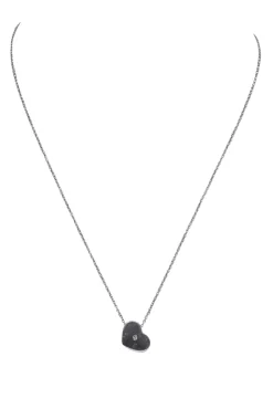 Tiffany & Co. - Sterling Silver Elsa Peretti Engraved Heart Chain Necklace w/ Small Diamond