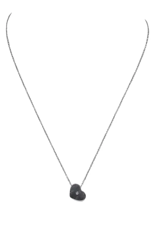 Tiffany & Co. - Sterling Silver Elsa Peretti Engraved Heart Chain Necklace w/ Small Diamond