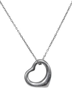 Tiffany & Co. - Sterling Silver Elsa Peretti Engraved Open Heart Chain Necklace