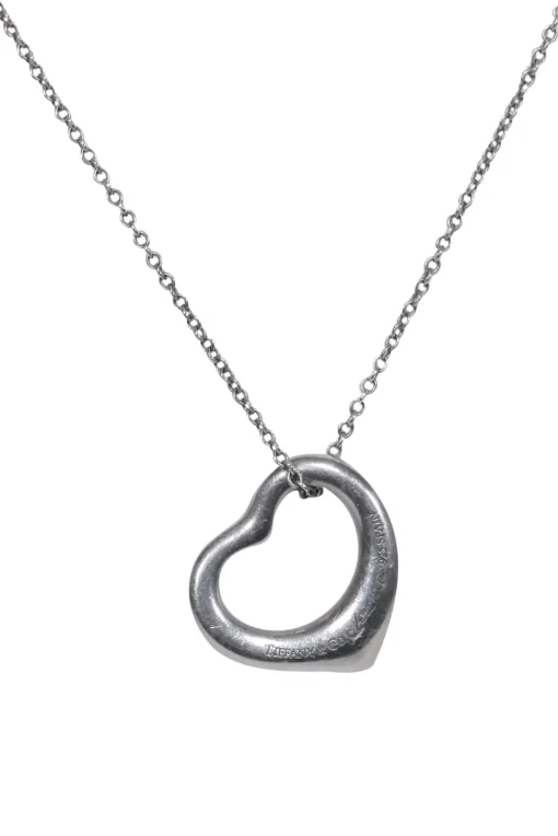 Tiffany & Co. - Sterling Silver Elsa Peretti Engraved Open Heart Chain Necklace