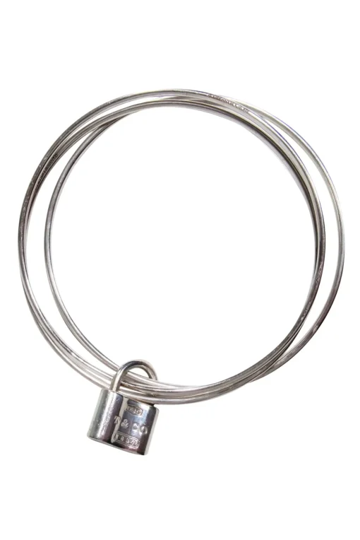 Tiffany & Co. - Sterling Silver Triple Bangle w/ Lock Bracelet