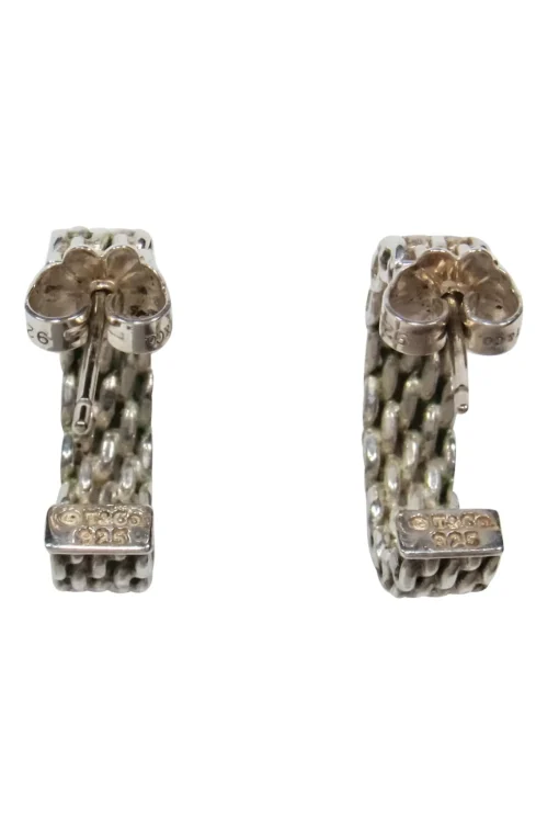 Tiffany & Co. - Sterling Silver Mesh Weave Mini Hoop Earrings