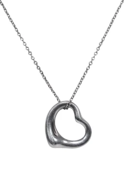 Tiffany & Co. - Sterling Silver Elsa Peretti Engraved Open Heart Chain Necklace