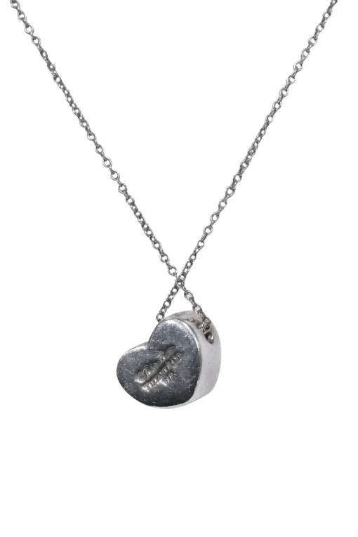 Tiffany & Co. - Sterling Silver Elsa Peretti Engraved Heart Chain Necklace w/ Small Diamond