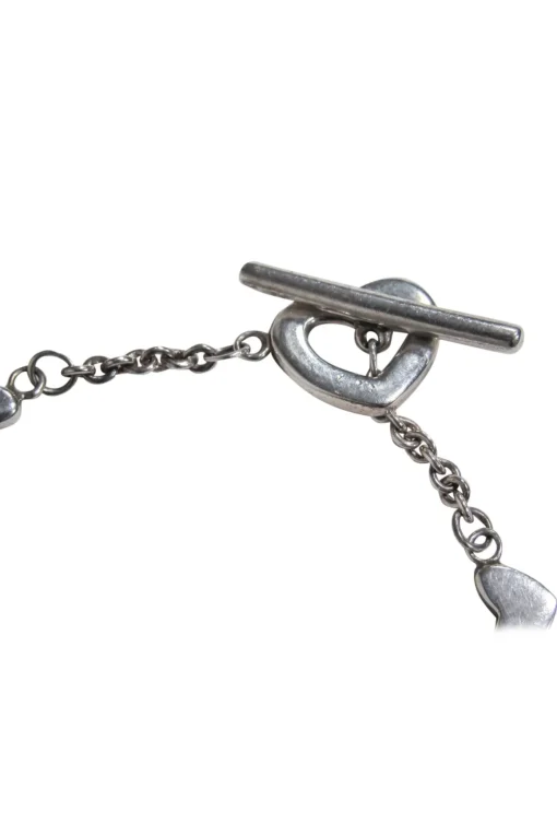 Tiffany & Co. - Sterling Silver Heart Charm Thin Chain Toggle Bracelet