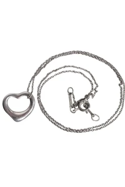 Tiffany & Co. - Sterling Silver Elsa Peretti Engraved Open Heart Chain Necklace