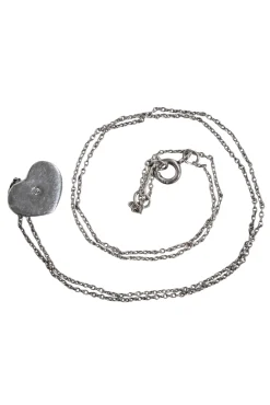 Tiffany & Co. - Sterling Silver Elsa Peretti Engraved Heart Chain Necklace w/ Small Diamond