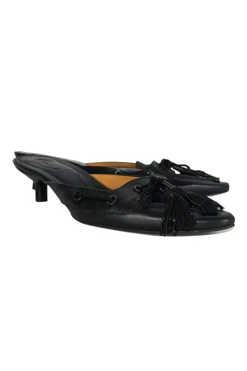 Tod's - Black Pointed Loafer Mules Sz 10