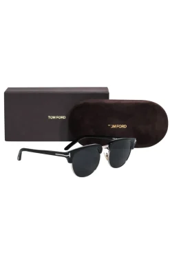 Tom Ford - Black Browline Silver-Toned Sunglasses