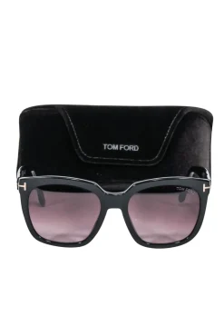 Tom Ford - Black Large Sunglasses w/ Brown Ombre Lenses