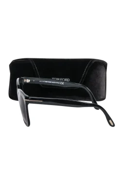 Tom Ford - Black Large Sunglasses w/ Brown Ombre Lenses