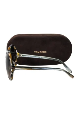 Tom Ford - Brown & White Print Large Round Sunglasses