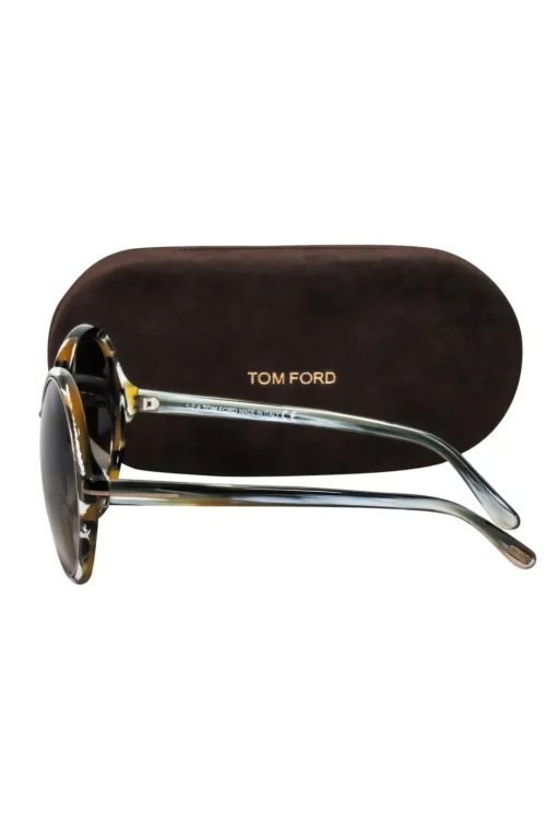 Tom Ford - Brown & White Print Large Round Sunglasses