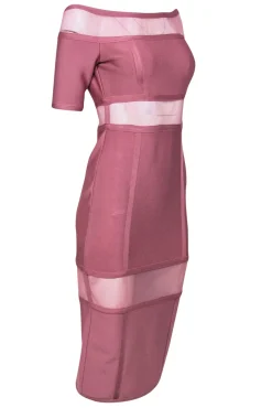 Topshop - Blush Pink Bandage Bodycon Midi Dress w/ Mesh Sz 6