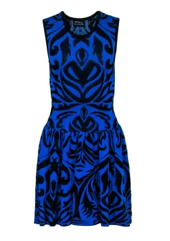 Torn by Ronny Kobo - Blue & Black Floral Knit Sleeveless Dress Sz M